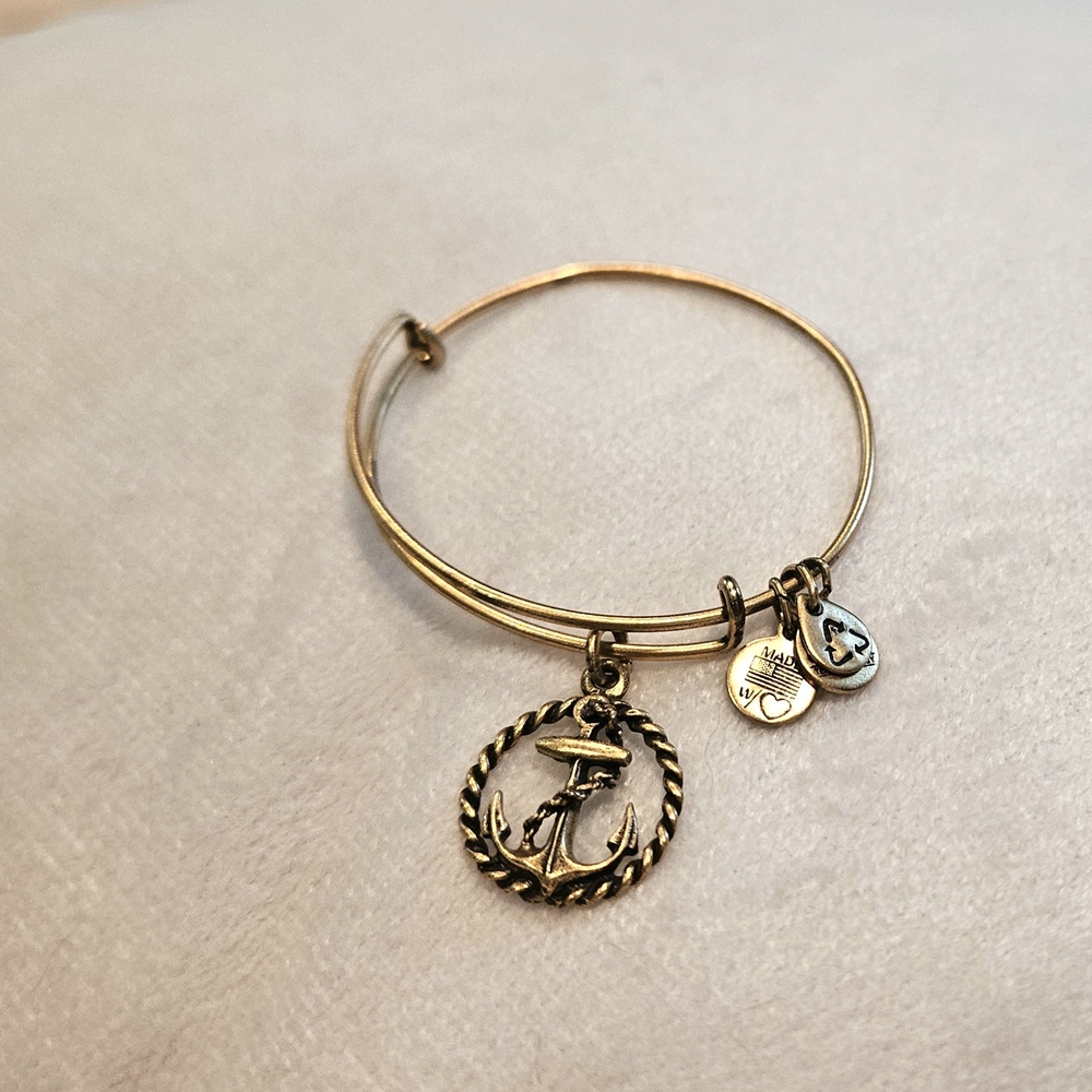 Alex and Ani Gold Anchor Charm Bracelet